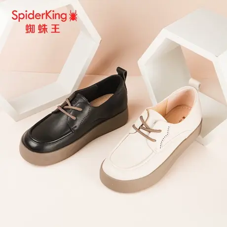 SPIDER KING/蜘蛛王单鞋女真皮2024春商场新款小皮鞋舒适系带软底图片