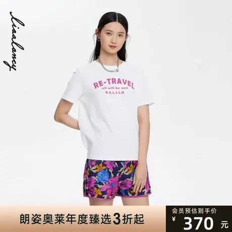 俪雅/LANCY商场同款女22春夏新款印花宽松短袖T恤棉女士专柜正品图片