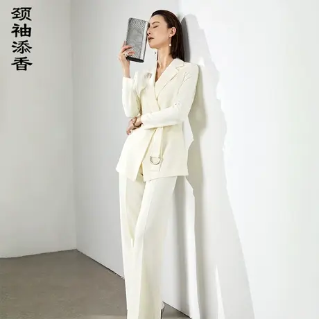颈袖添香2022秋新款高端职业套装女气质粉色西装商务正装高级感图片