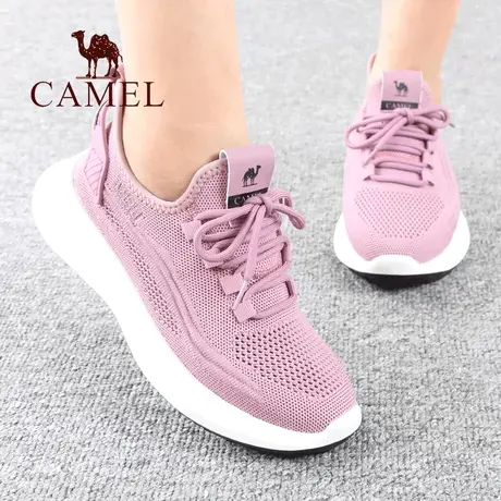 Camel/骆驼女鞋春秋季款网面轻便厚底柔软舒适旅游单户外休闲鞋子商品大图