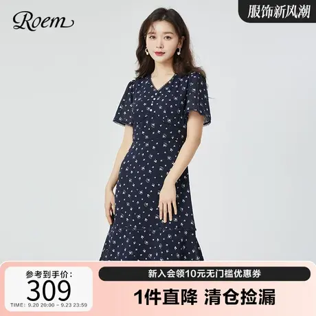 RoemV领碎花商场同款春夏新品法式复古雪纺印花小众设计连衣裙图片