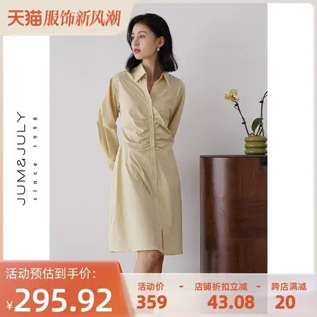 嘉茱莉设计感抽褶天丝连衣裙女小个子2023年新款薄款收腰长裙显瘦图片