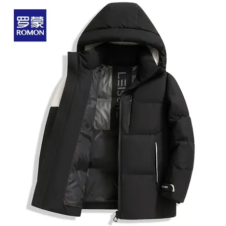 罗蒙户外羽绒服男士冬季加厚时尚保暖2023年新款休闲连帽面包服潮图片