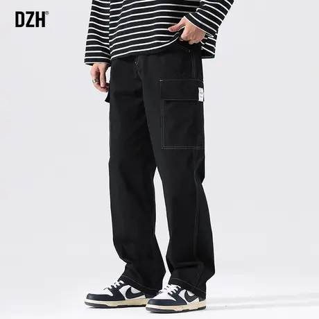 男士黑色休闲裤男潮牌大码直筒宽松裤子2023年新款美式工装裤长裤商品大图