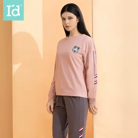爱帝100%棉精梳棉套头家居女春季新款长袖长裤休闲可外穿纯色睡衣商品大图