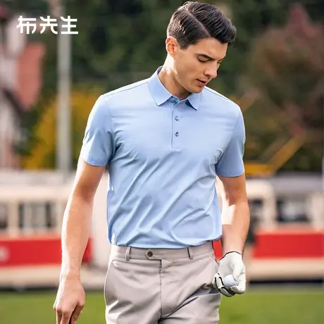 MrBu布先生三粒扣翻领短袖t恤2025春夏字母设计速干男上衣AT15185商品大图