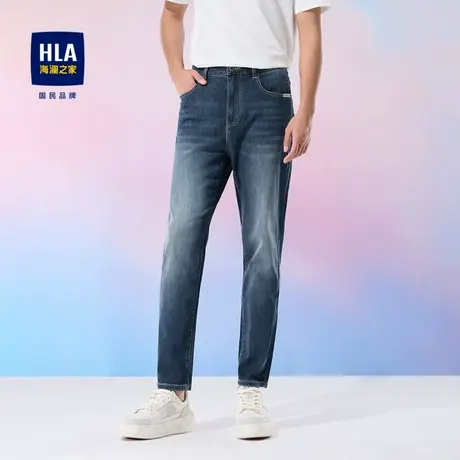 HLA/海澜之家SPRINTING SMILE系列牛仔九分裤25春夏新胶印点缀男商品大图