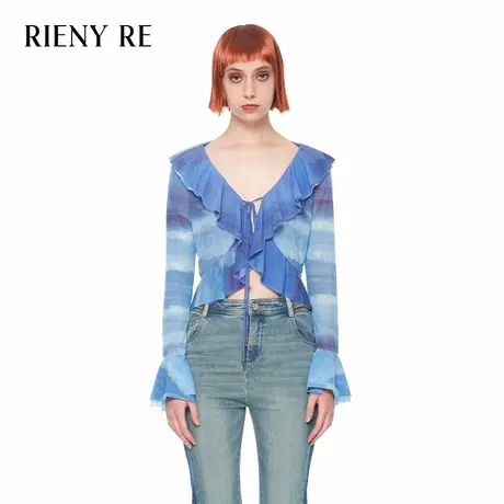 RIENYREt恤女春夏轻薄款美式辣妹穿搭短款法式甜辣高级感显瘦上衣图片