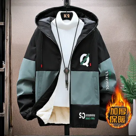 男士夹克2023年秋冬季新款韩版潮流ins宽松帅气工装加绒加厚外套商品大图