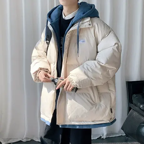 秋冬季假两件棉衣男士2023新款连帽潮牌棉服加厚防寒棉袄外套男装商品大图