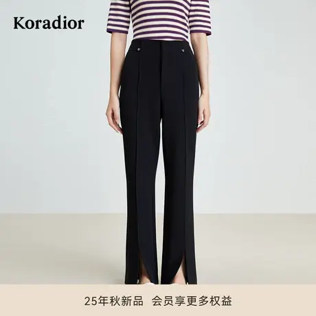 珂莱蒂尔秋季款高腰显瘦垂坠感阔腿裤女气质通勤轻弹力西装长裤商品大图