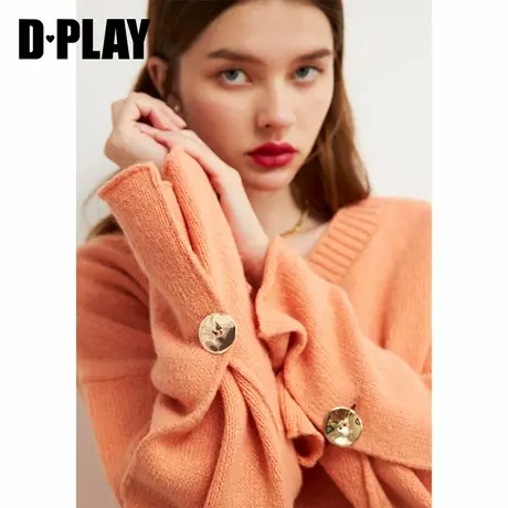 DPLAY德帕拉秋冬款奶橘色宽松套头针织衫软糯舒适毛衣商品大图