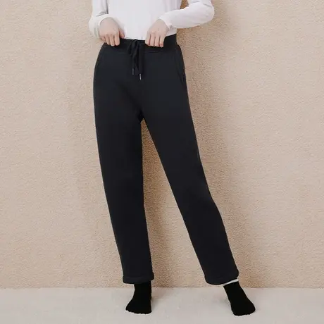 三枪羊羔绒女睡裤秋冬加厚休闲可外穿直筒收脚长裤女家居裤61292商品大图