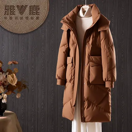 雅鹿官方新款中长冬季时尚加厚女士防寒保暖宽松休闲羽绒服外套商品大图