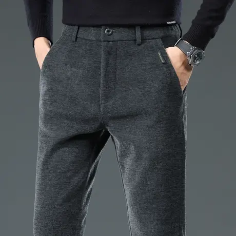 秋冬季男装抓绒保温防风休闲裤子2023年新款男士商务直筒西装西裤商品大图