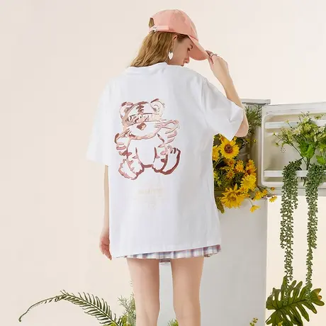 yep老虎t恤女短袖独特设计感夏季白色上衣纯棉半袖甜辣风体桖国潮商品大图