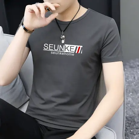 莫代尔夏季男t恤短袖ins潮牌潮流圆领上衣服半袖薄款冰感体恤衫男商品大图