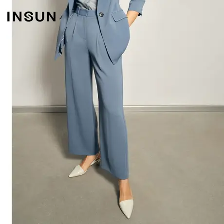 恩裳春季西裤高腰垂感阔腿直筒商品大图