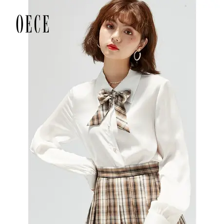 Oece气质女士衬衫秋冬季新款女装设计感法式小众衬衣JK上衣春商品大图