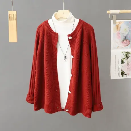 韩系温柔风软糯毛衣女秋冬2024新款奶系穿搭针织开衫女士外套上衣图片