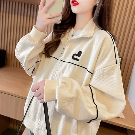 设计感小众外套女春秋季韩版宽松早春薄款小个子华夫格开衫棒球服图片