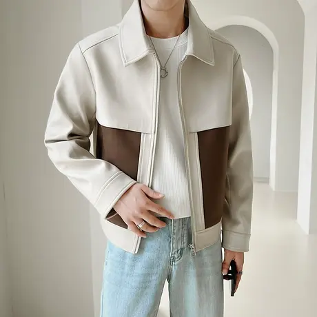 2023年秋冬季男装上衣夹克男士潮流帅气休闲百搭加厚毛呢外套男款图片