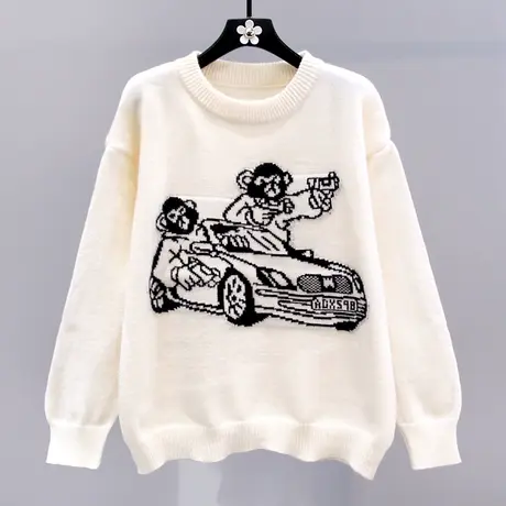 日系学院风卡通毛衣女冬季2023新款宽松高级感加厚软糯打底针织衫商品大图