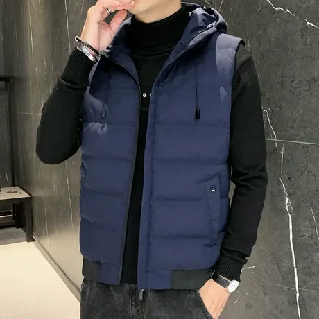 冬季羽绒棉马甲男2021新款保暖无袖背心坎肩秋冬潮牌连帽马夹外套商品大图