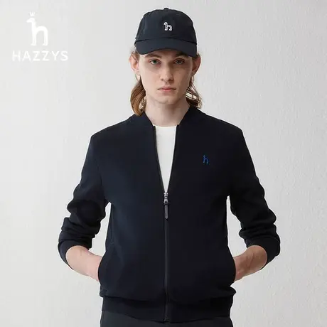 Hazzys哈吉斯时尚棒球服针织开衫外套男士春季长袖休闲上衣商品大图