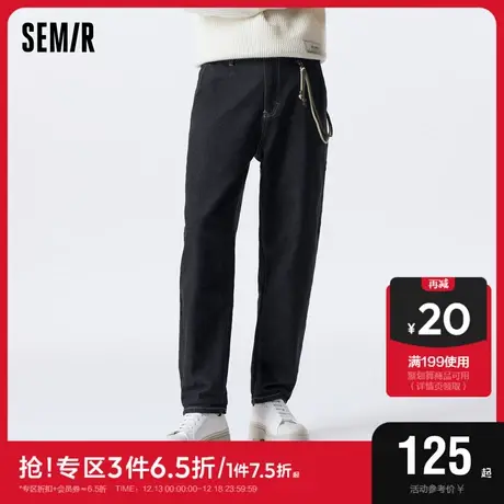 森马牛仔裤男冬季经典时尚复古带挂饰潮牌日常休闲通勤风直筒长裤图片