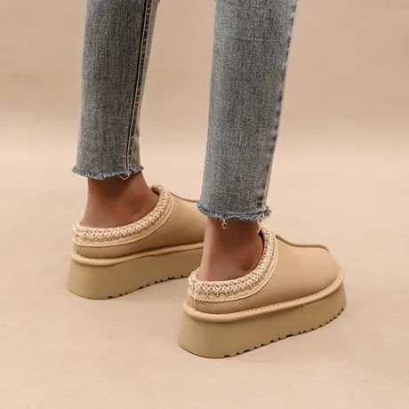 民族风包头半拖鞋外穿厚底增高雪地靴女款冬季2023新款加绒一脚蹬商品大图