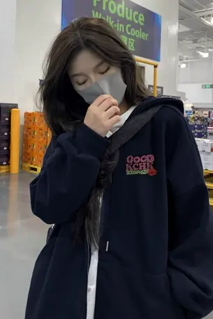 卫衣女2023新款秋冬季小个子宽松慵懒风连帽加绒加厚开衫拉链外套图片