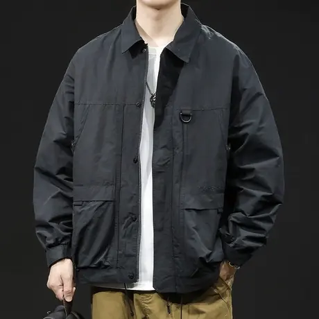 美式休闲夹克男外套2024新款春季男装胖子工装大码男士衣服春秋款图片