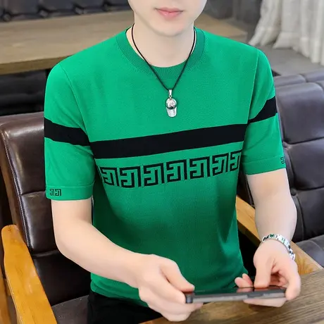 冰丝短袖t恤男夏季高端印花打底衫薄款体恤衫潮流百搭半袖上衣服商品大图