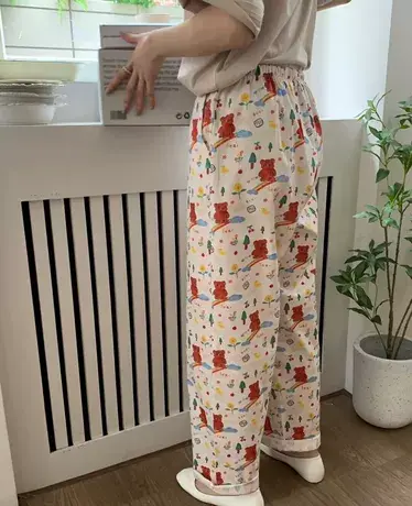 彩虹小熊纯棉家居裤睡裤遛弯长裤商品大图