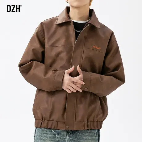 男士美式复古机车夹克男美拉德高级感衣服2024年春季做旧休闲外套商品大图