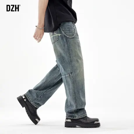 男士美式直筒牛仔裤男2024新款潮男裤子春秋款宽松休闲裤运动长裤商品大图