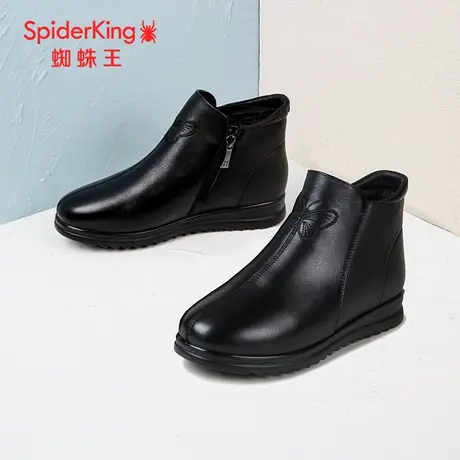 SPIDER KING/蜘蛛王女鞋2023冬商场新款老人鞋妈妈矮筒加绒保暖软商品大图