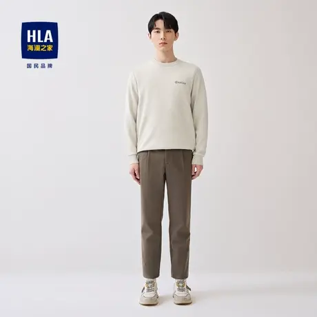 【加绒】HLA/海澜之家2023保暖针织衫包芯纱柔软纯色圆领毛衣男图片