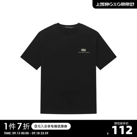 GXG奥莱 23年【凉感面料】夏新透气凉感多色精致绣花宽松情侣T恤商品大图