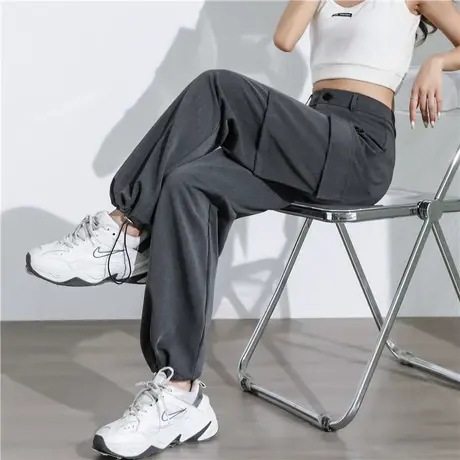 工装裤女宽松束脚春秋装新款灰色休闲灯笼裤显瘦西装直筒运动裤商品大图