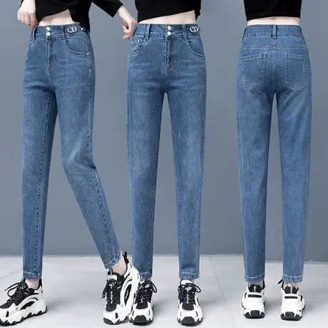 黑色高腰牛仔小脚裤女宽松显瘦韩版宽松老爹哈伦裤2023新款休闲裤图片