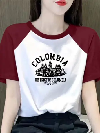 情侣装白色仿棉短袖t恤女2023胖mm遮肚子大码女装宽松显瘦撞色图片