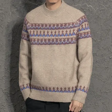 韩版民族风高领毛衣男士秋冬季加厚宽松慵懒风潮流针织衫2020新款图片