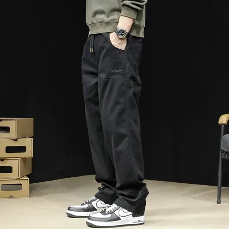 直筒休闲裤男2023新款秋季潮牌宽松大码男款黑色锥形裤子男裤春秋商品大图