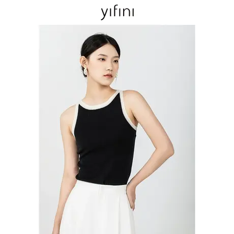 Yifini/易菲黑色打底背心女单穿外穿早秋新款百搭休闲小背带商品大图