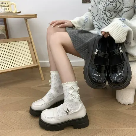 粗跟玛丽珍女鞋2024年爆款百搭厚底防滑单鞋漆皮时尚配裙子小皮鞋商品大图