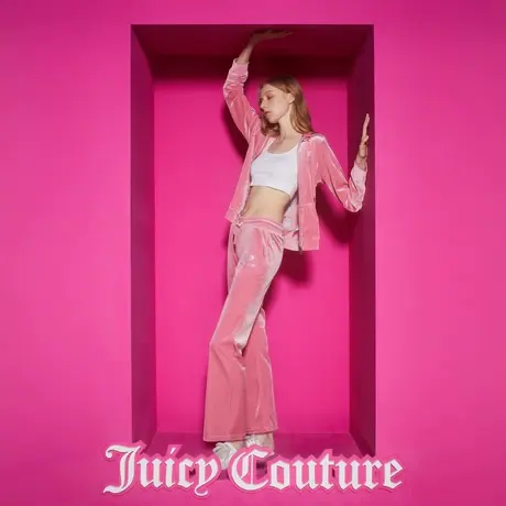 Juicy Couture橘滋2023新款芝芝莓莓皇冠彩钻丝绒女休闲裤商品大图