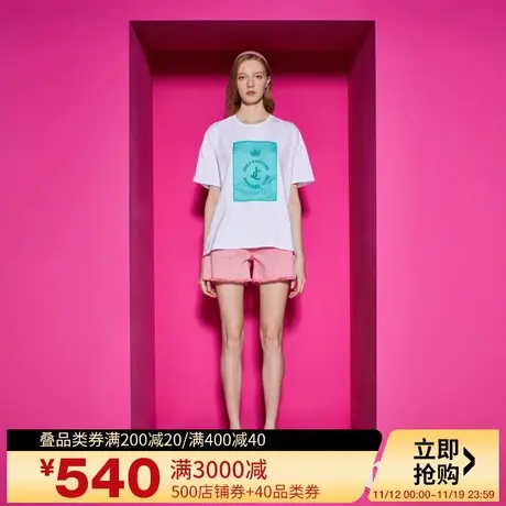 Juicy Couture橘滋2023新款一片清凉撞色皇冠印花廓形女T恤图片
