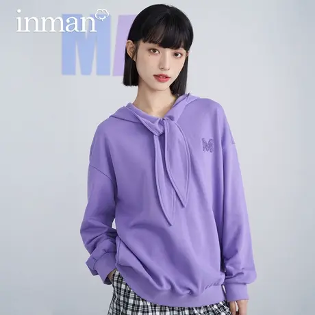 茵曼旗舰店连帽卫衣女2023秋冬新款oversize设计小众长袖上衣外套商品大图